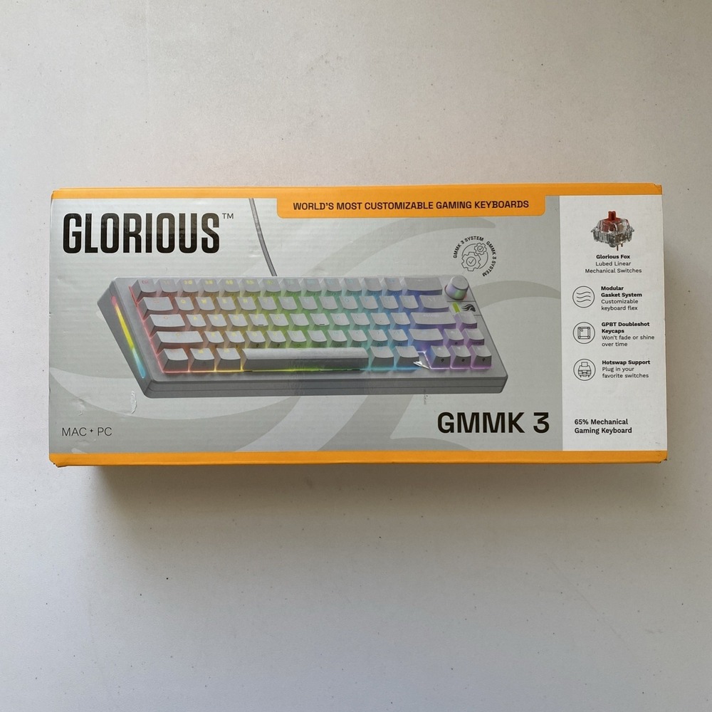 Glorious - GMMK 3 65% Wired Mechanical‎ Linear Switch Gaming Keyboard - WHITE